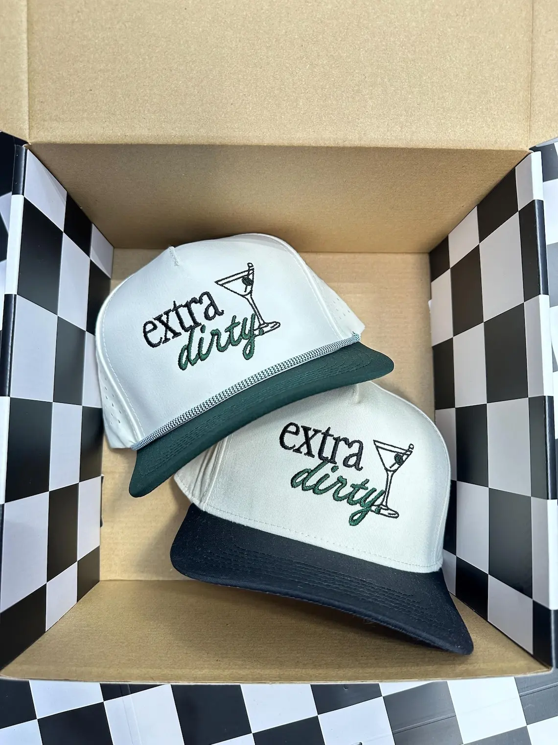 Extra Dirty Embroidered Trucker Hat, Martini Cocktail Lover Cap, Vintage Style Two Tone Snapback Hat, Funny Bar Baseball Cap, Gift for Her