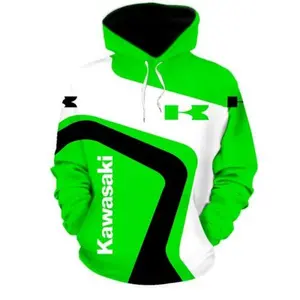 Kawasaki Hoodie 3D "Teem Racing" All Over Printed For Gift Hot Trend Green