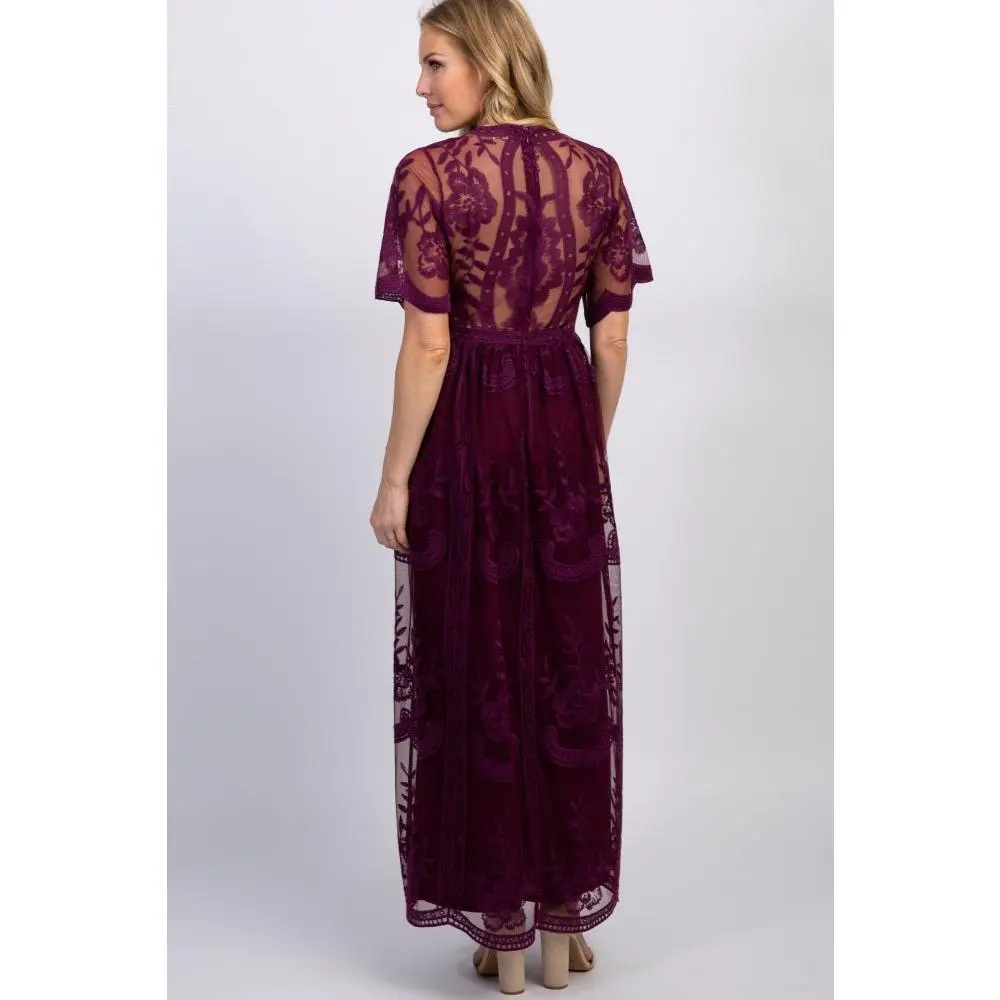 chinese dress ladies Momyknows Mesh Solid Color Beading Pearl Rhinestone Long Sleeve Cover-ups  Side Slit Photoshoot Maternity Maxi Dress main image 0