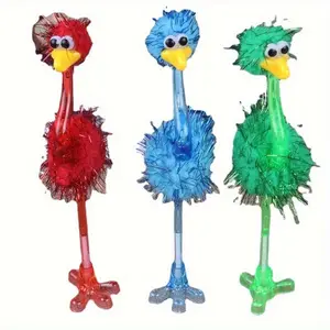 1/3pcs Whimsical Colourful Plush Ostrich Ballpoint Pens - Adorable cartoon animal designs, novel student stationery gifts, classroom rewards, desk decorations, smooth writing. Easter, Halloween, Christmas gifts.