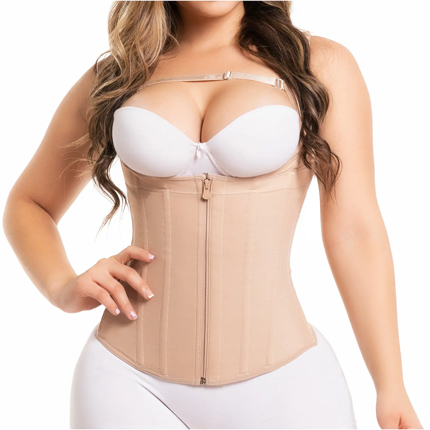 Zippered Waist Trainer Vest for Women, Cotton Lined Open-Bust Shapewear for Body Contouring & Postpartum Tummy Control
