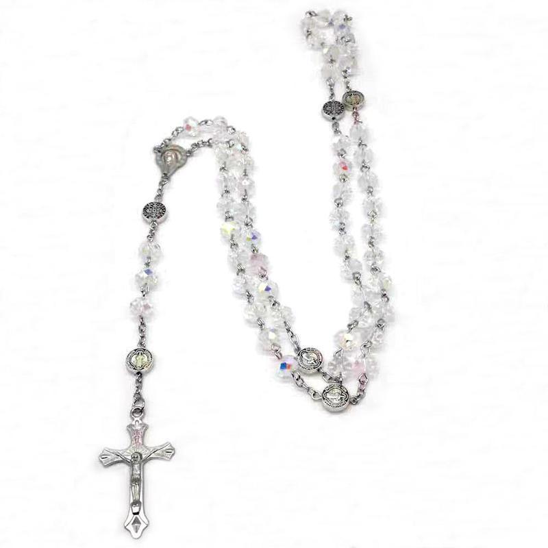 2026 New Arrivals & Fresh Design | 【New must be】Crystal Bead Catholic Rosary Necklace Cross Pendant Choker | Religious Necklaces Long Chain Prayer Charm Jewelry Gift
