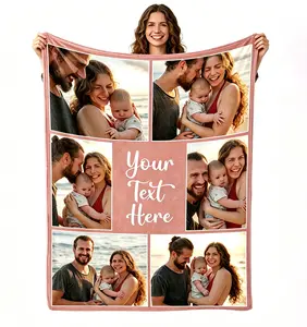 BARLEY ONE Click “Shop Chat”, Send Photos, Mother's Day Gift, Custom Photo Family Blankets, These Personalized Photo Family Blankets are Made of Flannel, Perfect for Mother's Day, Valentine's Day, Birthday, Unique Memory Gift for Men, Women, Family
