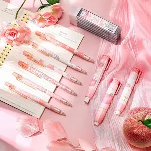 15Pack Pink Christmas Peach Mechanical Pencil Gift Set 6 Mechanical Japanese Pencils 3 Cute Peach Eraser 6 Tubes Pencil Refill First Day of School Office Gift(0.5mm) - Tools & Hardware.