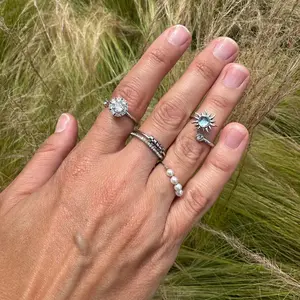 Set of 4 Adjustable Silver Fidget Rings for Women – Spinner Rings for Anxiety Relief, Stress, ADHD & Focus”