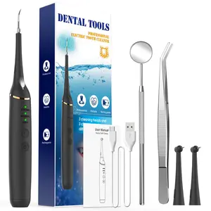 Electric Teeth Cleaner, 1 Box Rechargeable Teeth Polisher with 3 Counts Replacement Heads & Accessories, Oral Irrigator for Home & Travel
