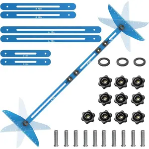 Stair Treads Gauge Template Tool Stair Tread Jig 11-60 inch Length Measuring Stair Tread Template Tool Stair Gauge Set for Stairs, Risers, Shelf and Cutting (Blue)