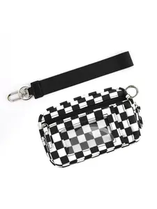 Fashionable Colorblock Checkerboard Pattern Clutch, Casual PU Leather Zipper Wristlet for Women, Trendy All-match & Exquisite Clutch Bag for Daily Use