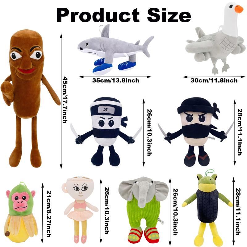 Large Size Plush Toys Italian Brainrot Inspired, Tung Tung Tung Sahur, Tralalero Tralala, Plush Soft Stuffed Meme Dolls for Collectors & Fans, Funny Halloween/Birthday/Christmas Gift Ideas