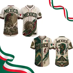 Mexico Aztec Eagle Baseball Jersey – Vintage Mayan Pyramid Button Up Sports Shirt, Mexican Heritage All Over Print Jersey,#MexicoShirt #MexicoJersey #MexicoBaseballJersey #MexicoInspired #MexicoStyle