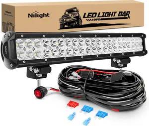 Nilight LED Light Bar 20 Inch 126W Spot Flood Combo Led Off Road Lights with 16AWG Wiring Harness Kit-One Lead