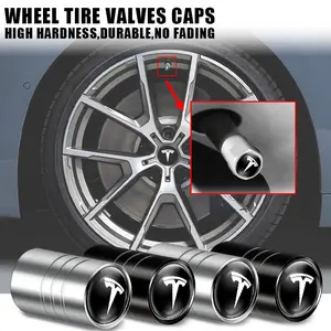 4pcs Tesla car tire valve cap metal dust-proof valve cap rust-proof sealing tire valve cap wheel decoration accessories suitable for Tesla Model 3 Mode S X Model Y Juniper Roadster SpaceX