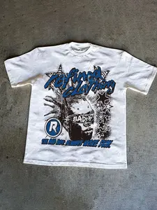 Unisex Short Sleeve T-Shirt, Glow Head Print Design, Fashionable Youth Style, American Brand, Casual Fitted Summer Top