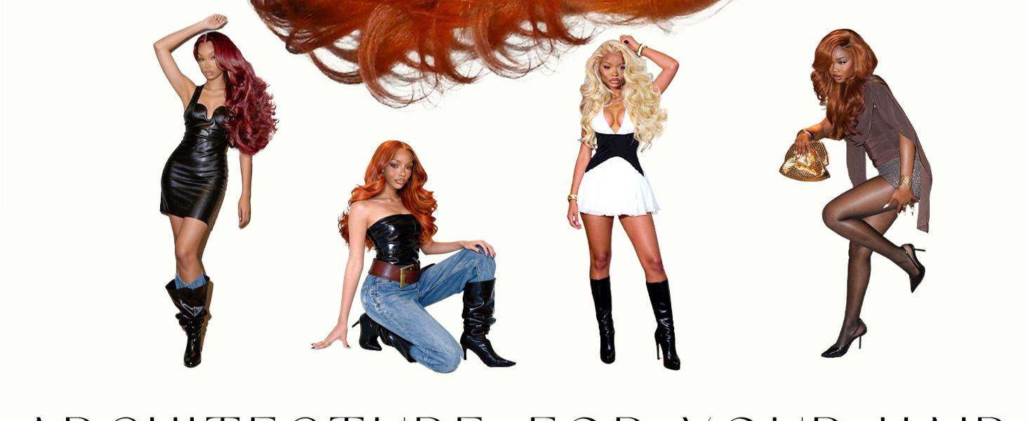 Butterfly Cut Lace Frontal Wig Ready to Wear,Synthetic Pre-Layered Pre-Plucked Pre-cut Heat resistant Flipped-Out Waves Effortless floating Waves For Black Women Beginners Friendly#26inch Mothers Day