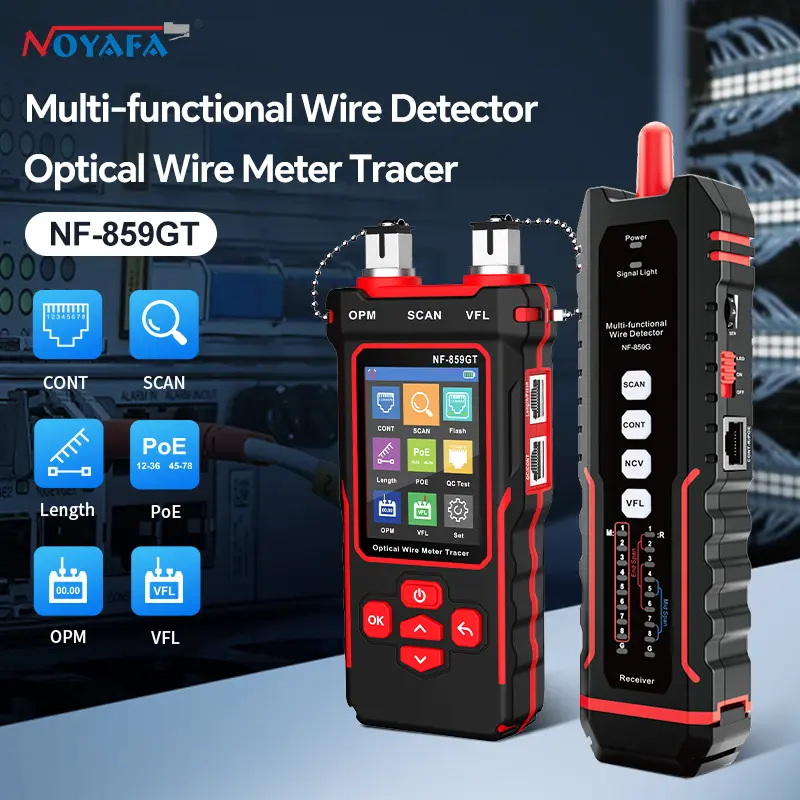 [Official] NOYAFA NF-859GT Ethernet & Fiber Multi Cable Tester & Toner, Unique Receiver with Remote/Local Wiremapping, VFL, PoE, Crimping Tester Functions for Optic Fiber, Telephone Line Maintenance, Hub Blinking & LED Light Detection, Ncv & Flashlighting