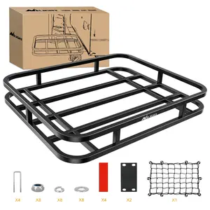 Nilight 32 x 26 x 4 Inch RV Bumper Mounted Cargo Rack Carrier with Net Fits 4-inch or 4-1/2-inch Bumpers