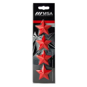 MSA WHEELS INTERCHANGEABLE CENTER CAP RED STARS (4PK)