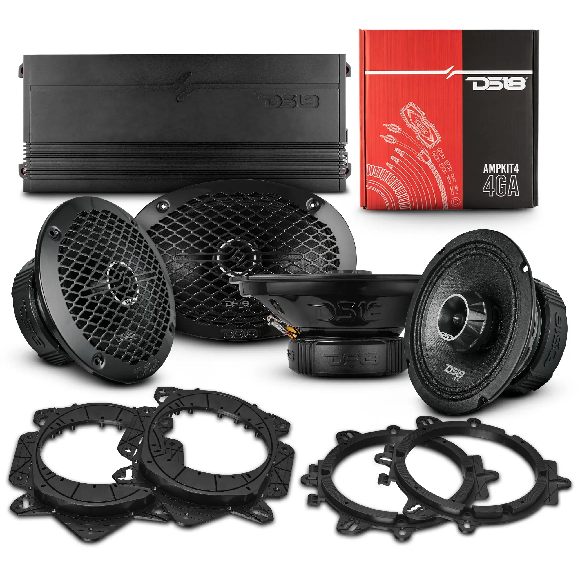 Pro Audio Speaker + Tweeters Bundle: 6.5" & 6x9" Midrange Speakers with Built-In Compression Tweeters