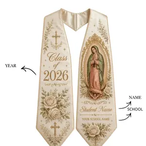 Little Stars Custom Our Lady of Guadalupe Graduation Stoles – Personalized Catholic Children's Sash, Kindergarten Virgin Mary Grad Embroidery Sash