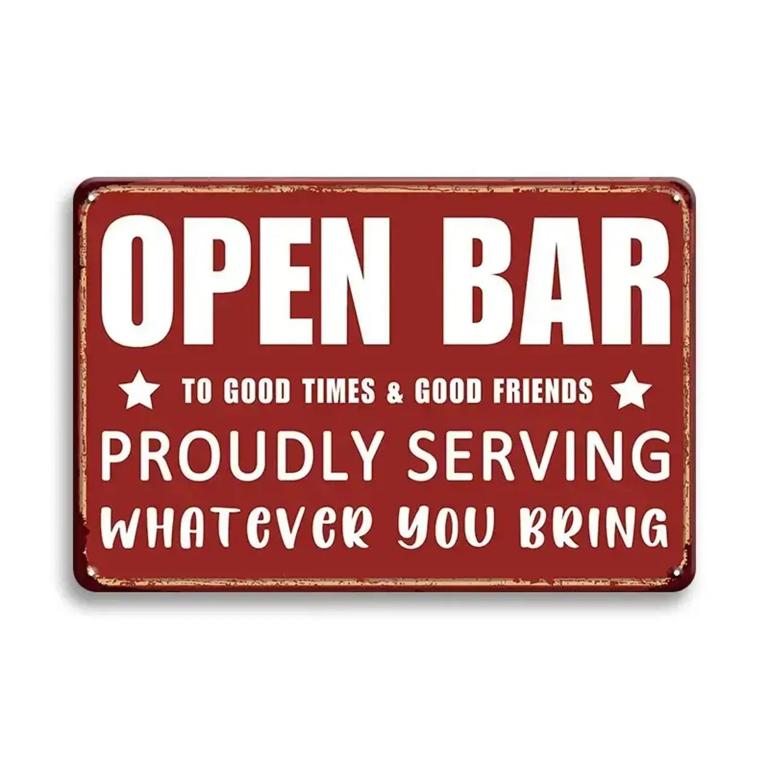 Vertical Iron Sheet Painting Vintage "Open Bar" Sign Retro Wall Decor for Home Bar Rustic Industrial Wall Art Men Room Game Room Decor