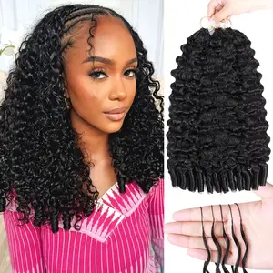 Burmese Curly Crochet Human Hair Extensions Miracle Knots Pre-Separated Feather Crocher Human Hair Boho Braids 4 to 5 Bundles Recommended