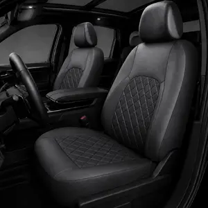 AUTOYOUTH PU Leather Car Seat Covers for 5 Seats, Waterproof Stylish Car Seat Protectors, Front & Rear Coverage, Airbag Compatible, Universal Fit for 95% of Vehicles (Black/Blue/Gray/Red), Car Interior Accessories