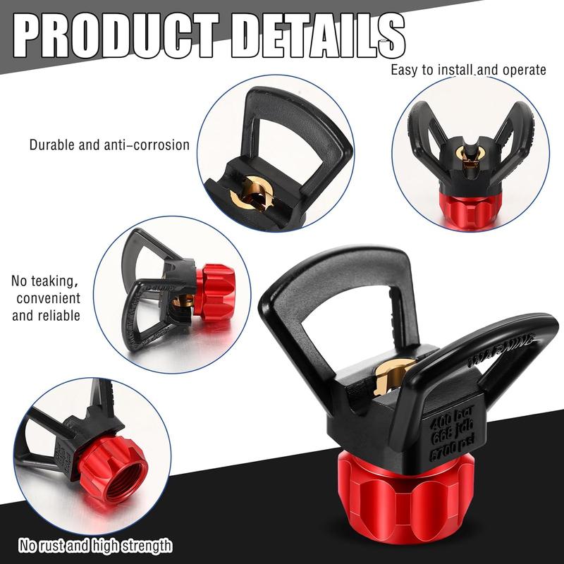 17 Pcs Airless Paint Sprayer Gun Set Including Spray Gun Hose 5 Types Nozzles 3 Sizes Extension Pole 5 Airless Spray Gun Mesh Filters Baffle Nozzle Holder (Multi Color,211, 313, 415, 517, 623)