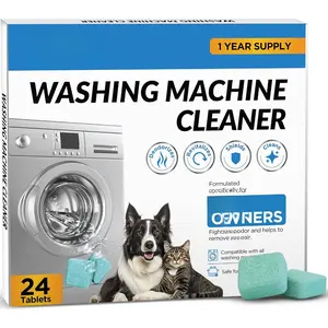Washing Machine Cleaner Tablets 24 Pack, 1 Year , Formulated for Pet Owners, Deep Cleaning Descaler for HE, Top & Front Load Washers, Septic Safe & , Removes , Grime and Odors