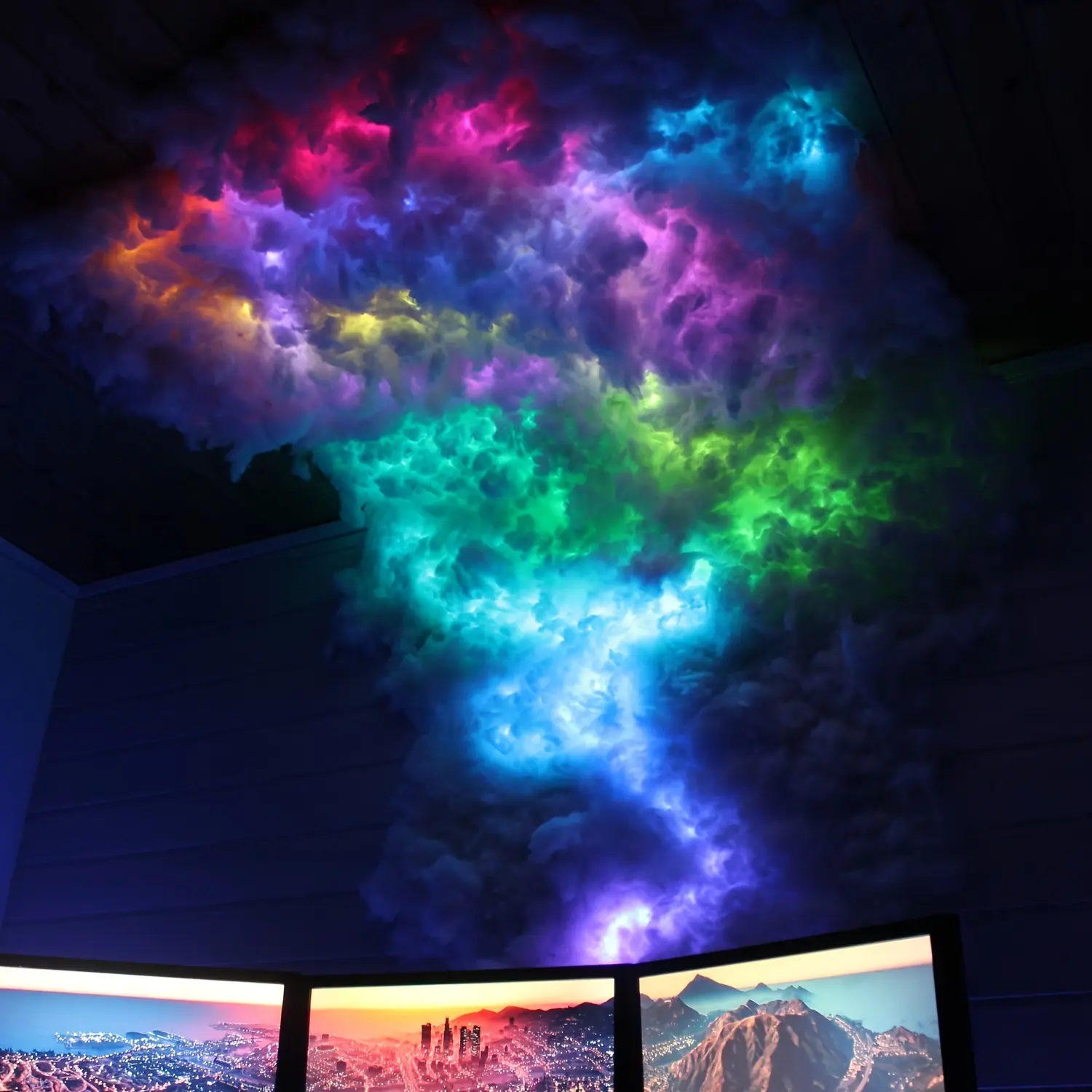 Thundercloud LED Light - USB Lamp with 3D Lightning Cloud Colorful Atmosphere, DIY Creative Night Light for Gaming Room, Club, DJ Party, 16 Ft Long-55