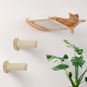 3-Piece Wall Mounted Cat Climbing Set  Cat Hammock with Two Steps  Cat Bed &Cat Juamping Platform Furniture cat tree
