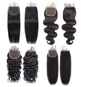 Megeen Hair 4x4 HD Lace Closure Human Hair Curly Lace Closure 100% Unprocessed Free Part Closure Human Hair Natural Black Color