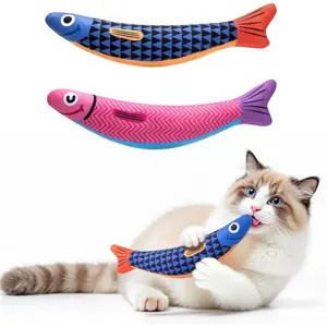 Cat Toys with[5000mg A+&Silvervine] [Grade] Interactive Soft Kicker Cat Toys for Indoor Cats & Kittens, [Crinkle &Bell] Fish Sound, Drives Bored Cat Crazy with Fun