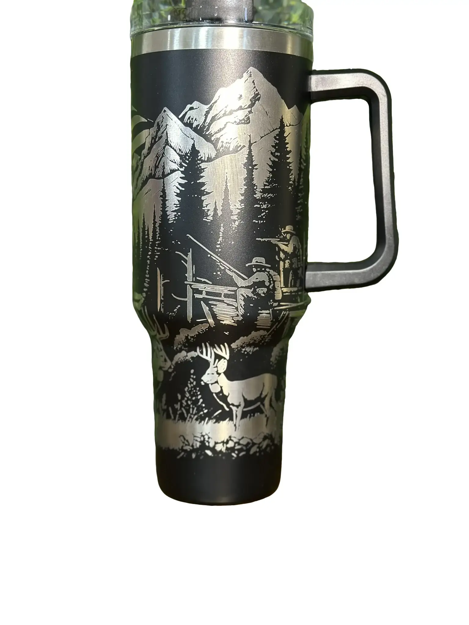 Stunning Deer with American Flag Laser Engraved Silver Plated 40 Ounce Tumbler - Elegant Drinkware for Any Occasion - Bottle Reusable