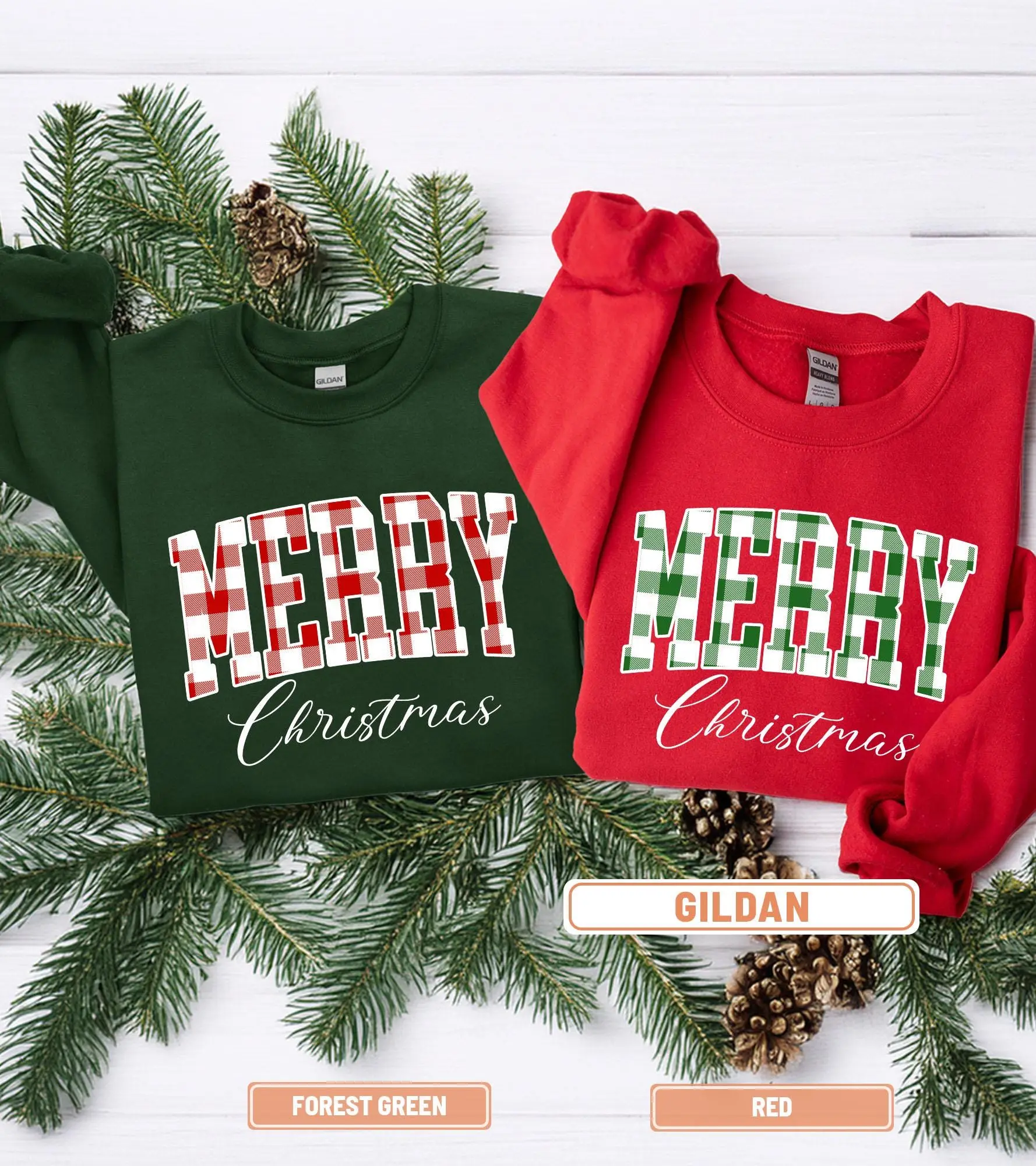 Merry Christmas Sweatshirt, Buffalo Plaid Sweater, Christmas Family crewneck, Xmas Gift Idea, Woman Xmas Shirt, Cute Winter Holiday Sweater