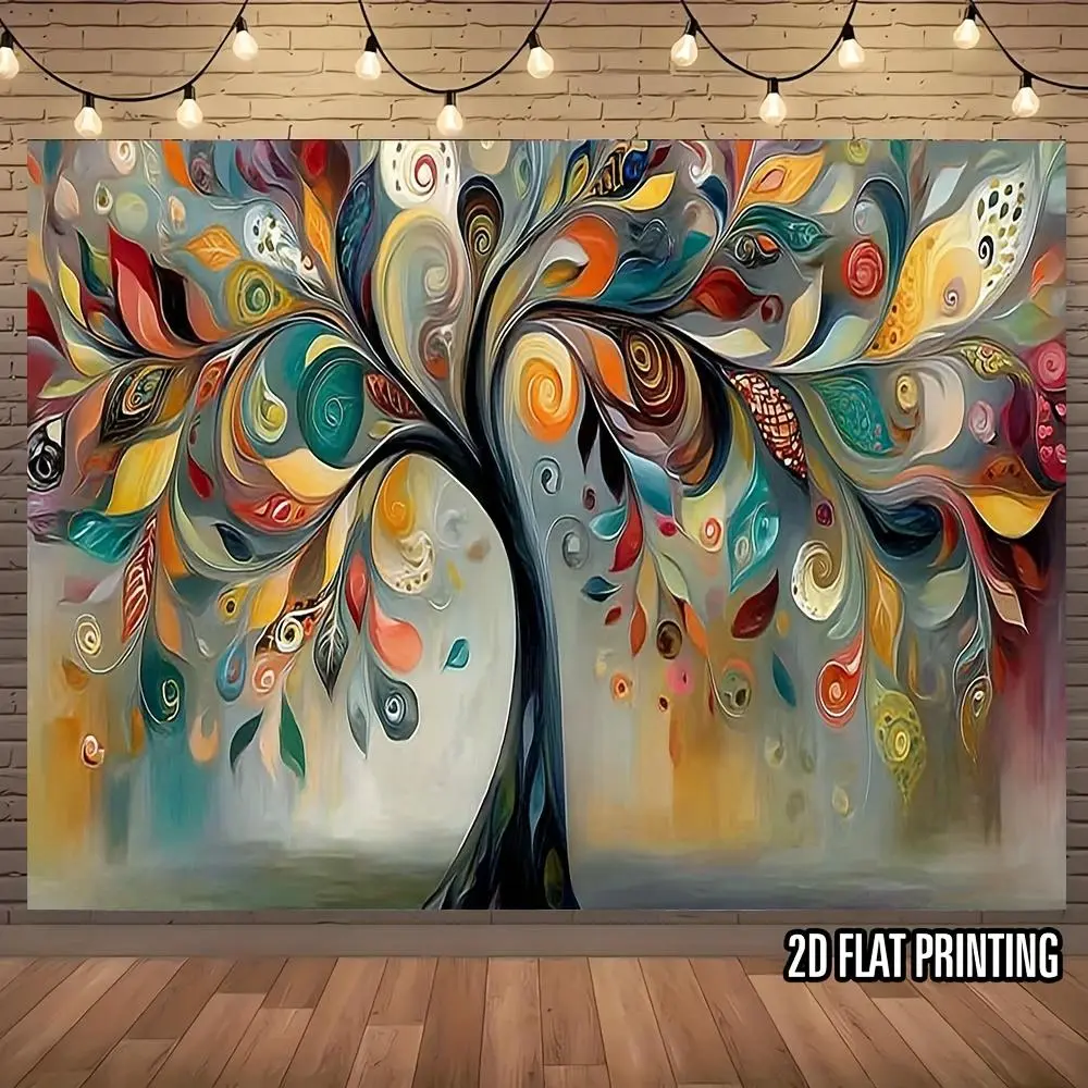 1PC 2D Flat Abstract Tree of Life Polyester Backdrop Banner - Reusable Event Decor for Photography, Birthday Parties - Universal Scene Setting Cloth, Creative Home Wall Decoration Prop, One-Piece,summerwins