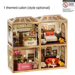 DIY Handmade Miniature Model Kit, Stackable Dessert House Coffee Shop Tea Room, Gift for Girls over 8 Years Old, Birthday Festival Present
