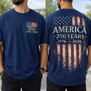 [Comfort Colors Shirt][Made In USA] America 250 Years Shirt, 1776 2026 USA Flag Tee, Patriotic Mens T-Shirt, Semiquincentennial Gift, Vintage 4th of July Top, USA Pride Tee, Father’s Day Gift For Dad, Vintage Funny Dad Apparel For Men