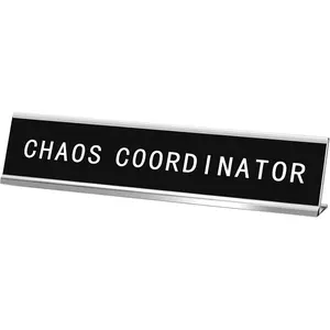 Funny Desk Signs for Office, Novelty Nameplate Office Decor Black Desk Plaque for Women Men Coworker Gift Home Supply Accessories, 10 x 2 Inch(Chaos Coordinator)