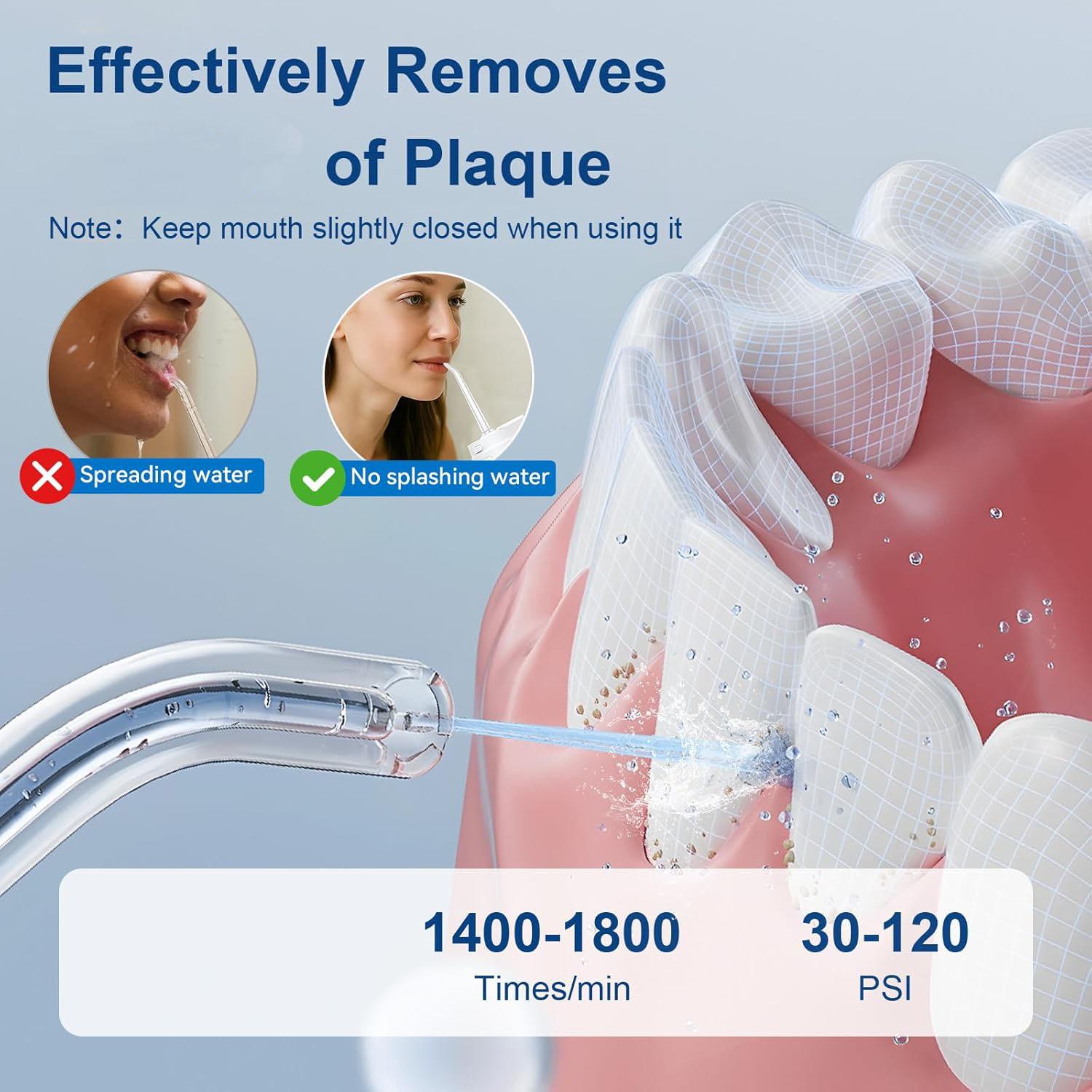 Cordless UV Water Flosser  Rechargeable Oral Irrigator 230 mL 4 Modes 4 Nozzles  Oral Care Kit  Deep Cleaning Suitable for Braces Wearers