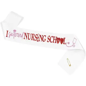 I Survived  School Sash, 2025 Graduation  ,Senior Class of 2025 Graduation Sash,Congrats Grad Decorations, Nurse RN  School Survivor 2025 Graduation Party Decorations