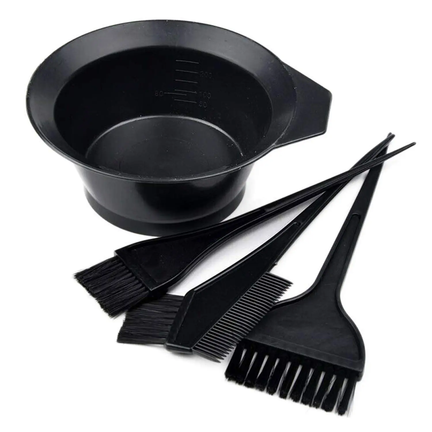 4Pcs/Set Hair Dye Color Brush and Bowl Set,  Hair Dye Tools Coloring Brushes Tool Mixing Bowl Kit for Salon Haircare Heatless