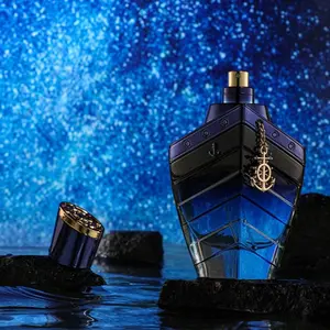 Blue Deep Sea Brave Story Men's Eau De Parfum, Nautical-Inspired Spicy Woody Fragrance, Marine Woody Scent, Long-Lasting Bold Confident Scent, Long Lasting Fragrances for Adventurous Men, 100ML