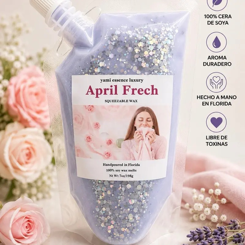 YAMI ESSENCE Luxury Squeezable Soy Wax Melts 7oz Aroma Candle Fresh Linen April Fresh Clean Cotton Handcrafted in Florida Decor Fragrance Scented Ornaments Decoration Ambiance