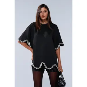 AT LEAST I'M ALIVE OVERSIZED TEE WITH RHINESTONES