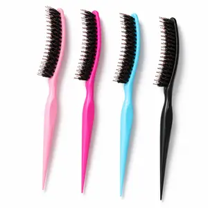 3-Row Teasing Hair Brush, Plastic Salon Styling Comb with Boar Bristles & Nylon Pins, Volumizing Backcomb Brush for Sectioning, Root Lifting, Smoothing Hair, Updos, Ponytails, Wigs & Daily Hair Styling Tools‘