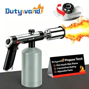 Powerful Propane Torch(Propane Tank Not Included),With One-Touch Max Fire Button and Safety Lock, Adjustable Blow Torch for Sous Vide Searing Steak, BBQ,Fireplace,Charcoal Wood，Excellent Gift for New Year