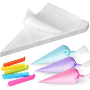 500pcs thick disposable household cream bags Non-Slip Disposable Pastry Bag Pastry Crimpers Small Piping Bags with 5 sealing clips Fashion Accessories