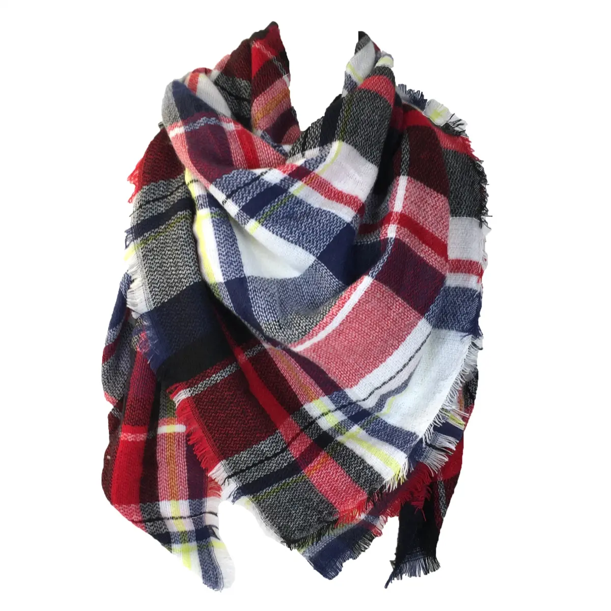 Fashion Culture Women's Classic Plaid Blanket Shawl, a Soft Texture All-Seasons Square Wrap in Ivory Multi for Casual Cozy Warmth, Classic Scarves & Shawls, Formal/Casual