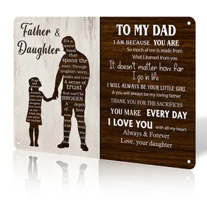Father & Daughter Aluminium Durable Vintage Plaque Decor - 8x12 in Unbreakable Bond Wall Art, American-Style Speciality Plaques & Signs, Home Decor Gifts for Dad (Father’s Day/Birthday)