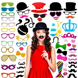 60PCS Photo Booth Props Kit – Funny DIY Selfie Props for Parties & Events